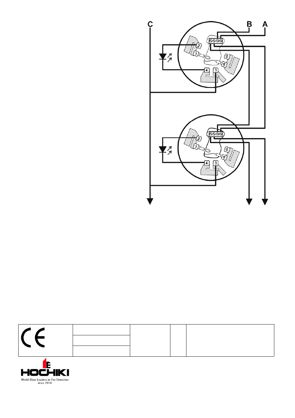 Wiring | Hochiki YBN-R/3(WHT)-SCI User Manual | Page 2 / 2