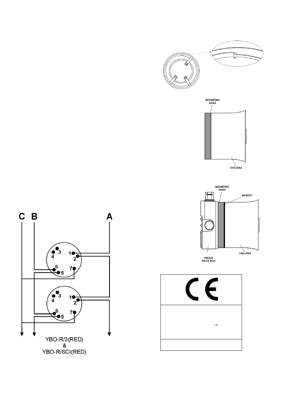 Installation, Wiring | Hochiki CHQ-WSB User Manual | Page 2 / 4