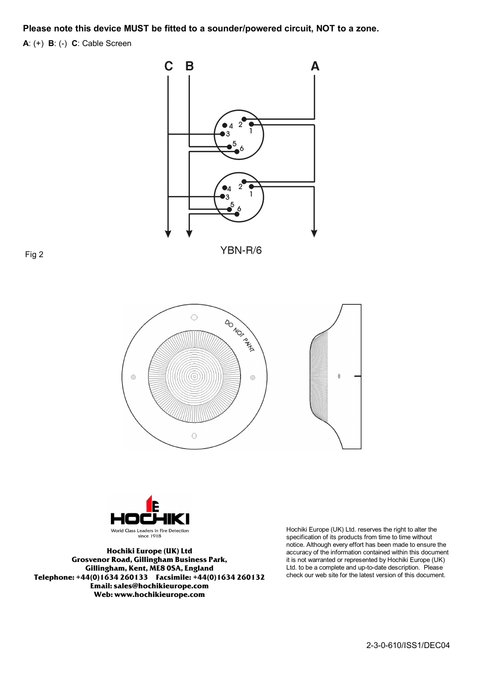 Hochiki CLB-E User Manual | Page 2 / 2