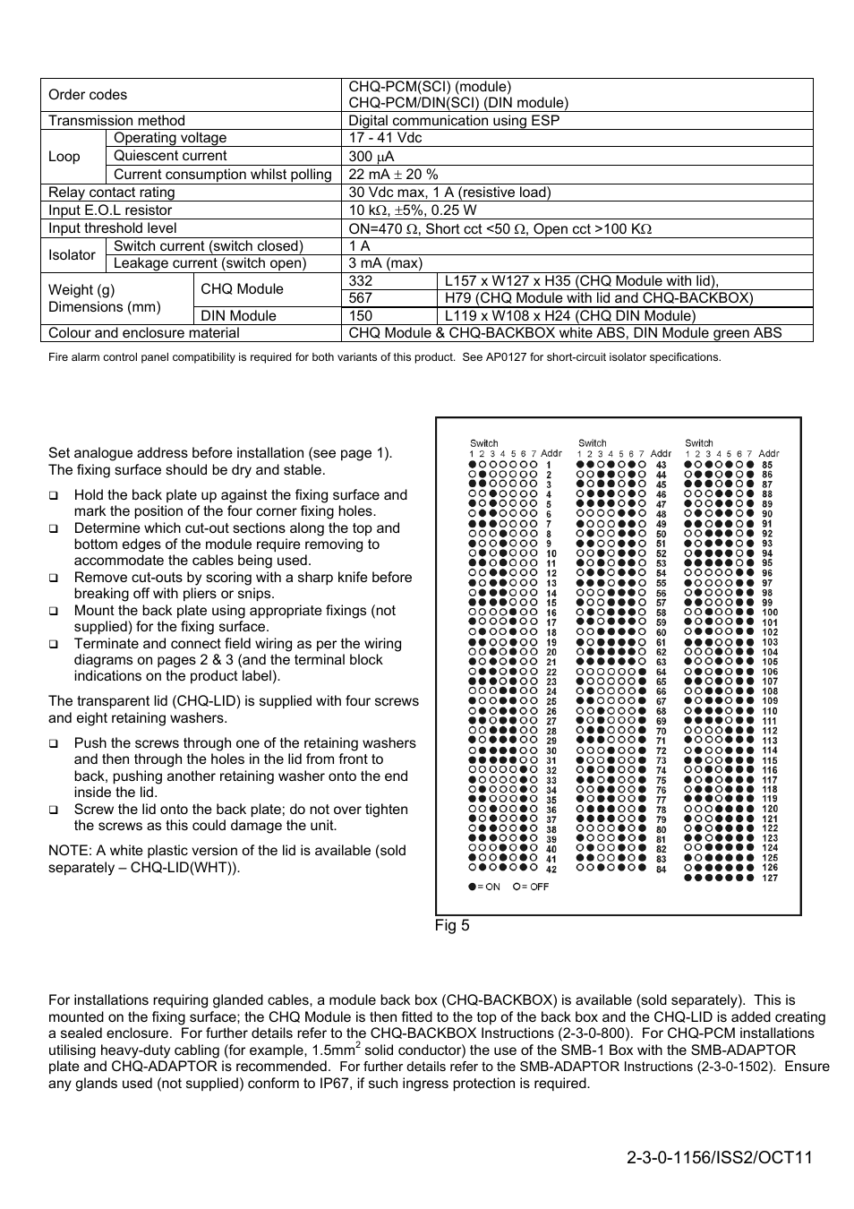 Installation – "smart-fix" version, Installation with back box | Hochiki CHQ-PCM(SCI) User Manual | Page 3 / 4