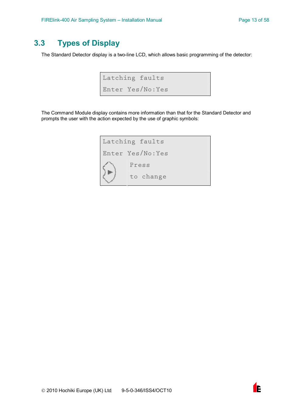3 types of display | Hochiki FIRElink-400CM User Manual | Page 13 / 58