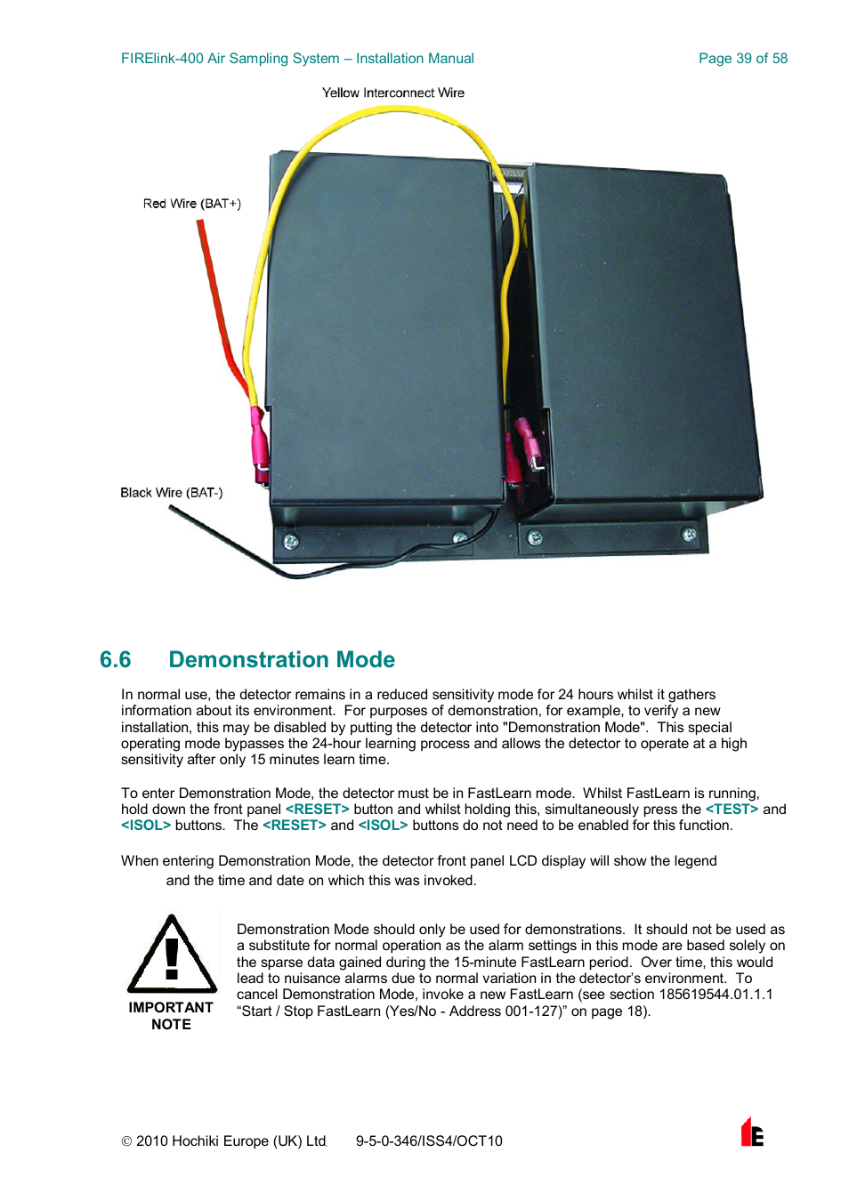 6 demonstration mode | Hochiki FIRElink-400CM User Manual | Page 39 / 58