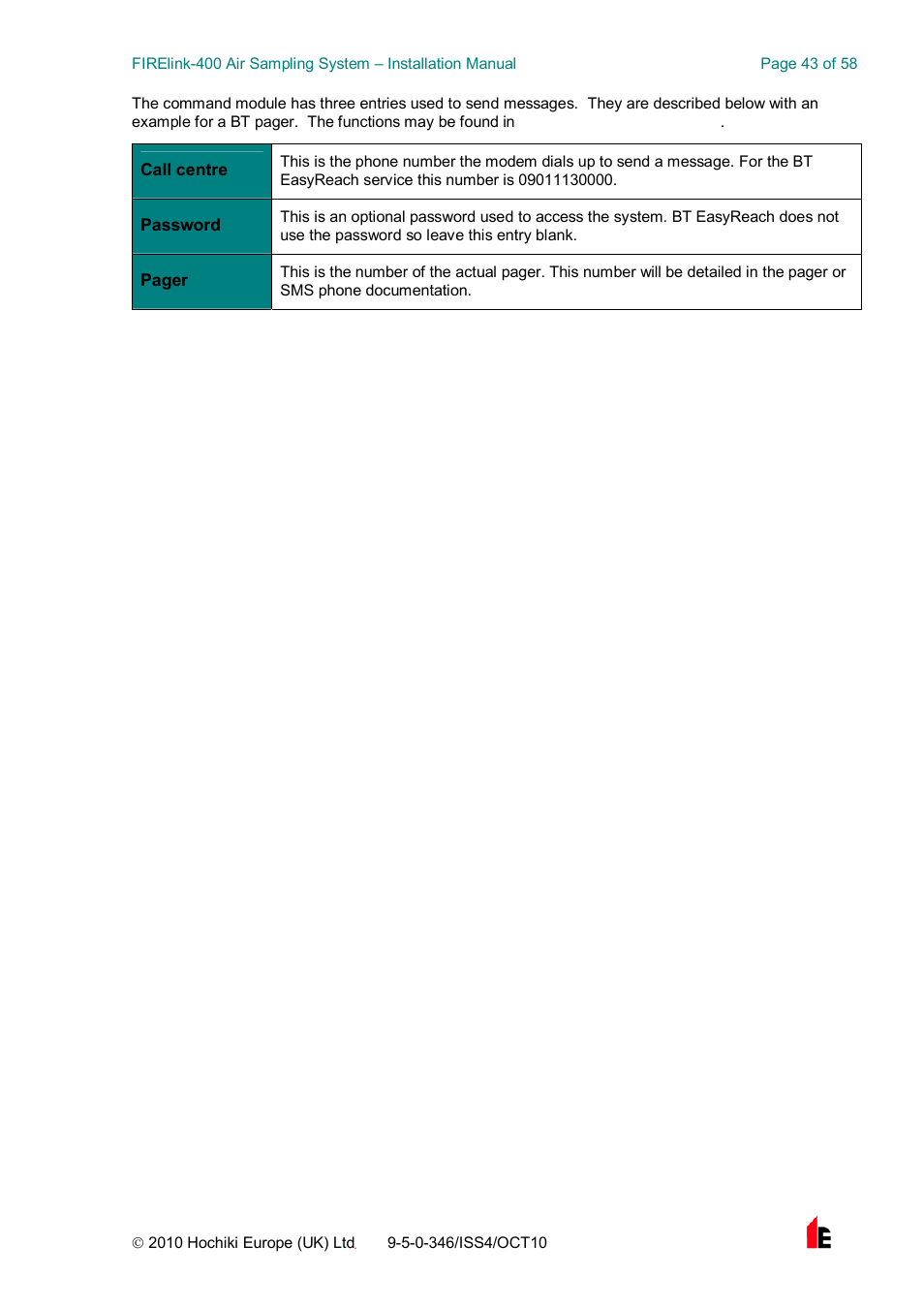 Hochiki FIRElink-400CM User Manual | Page 43 / 58