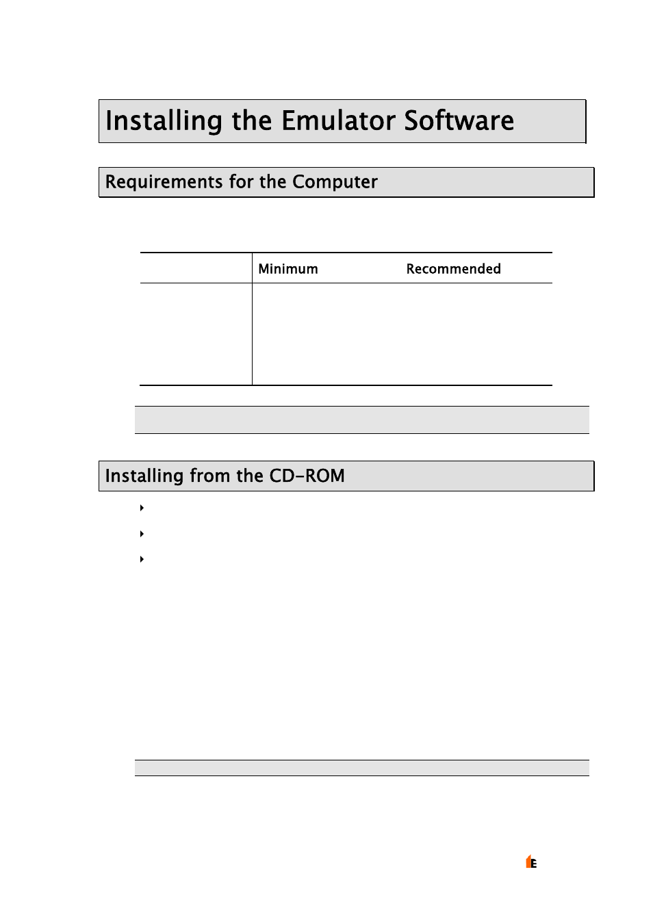Installing the emulator software, Requirements for the computer, Installing from the cd-rom | Hochiki TE-TLE User Manual | Page 11 / 43
