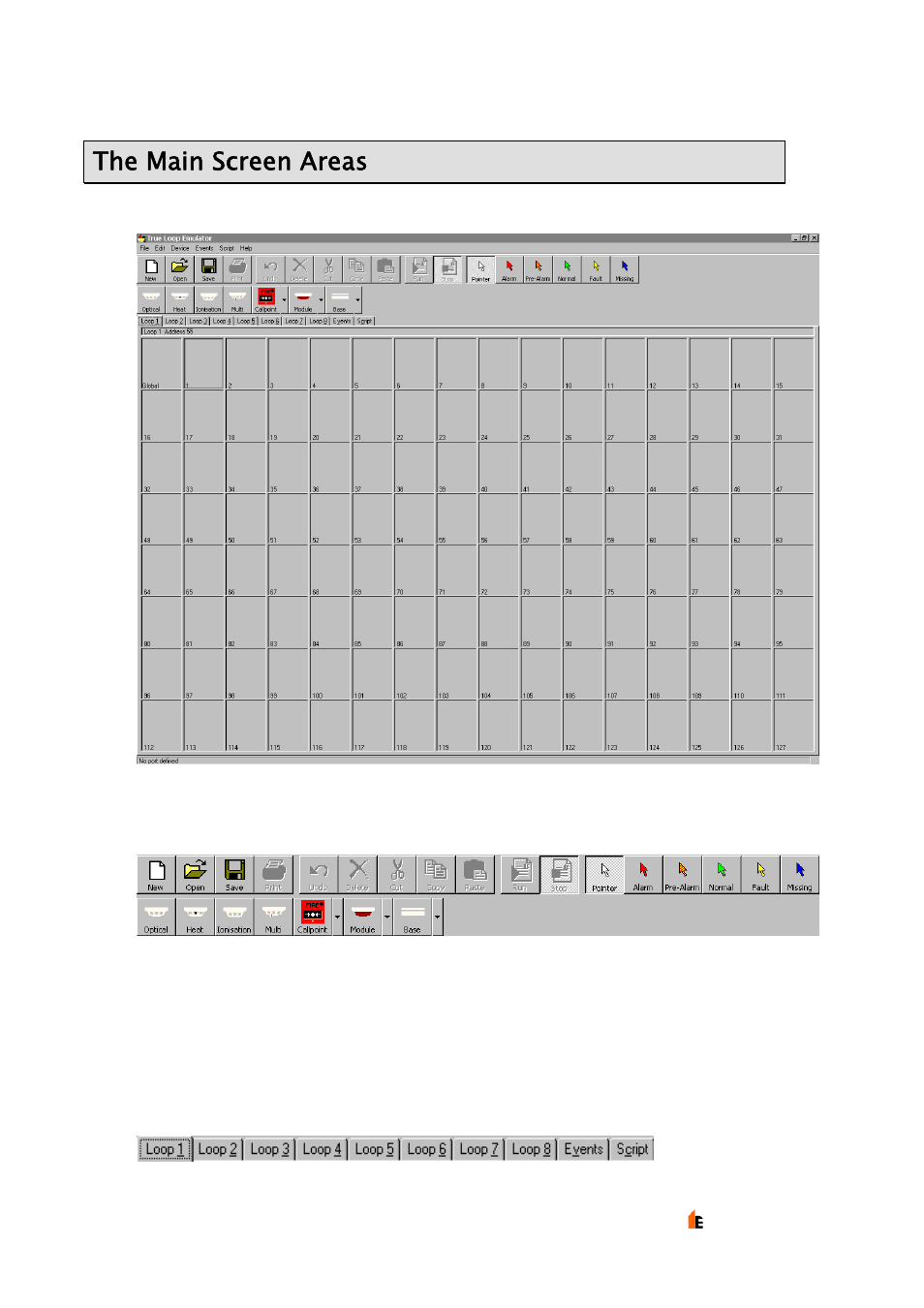 The main screen areas | Hochiki TE-TLE User Manual | Page 14 / 43