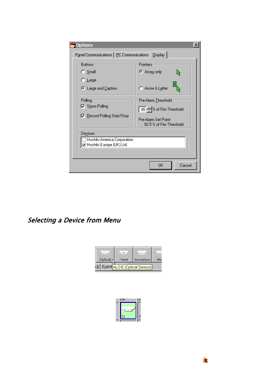 Selecting a device from menu | Hochiki TE-TLE User Manual | Page 16 / 43