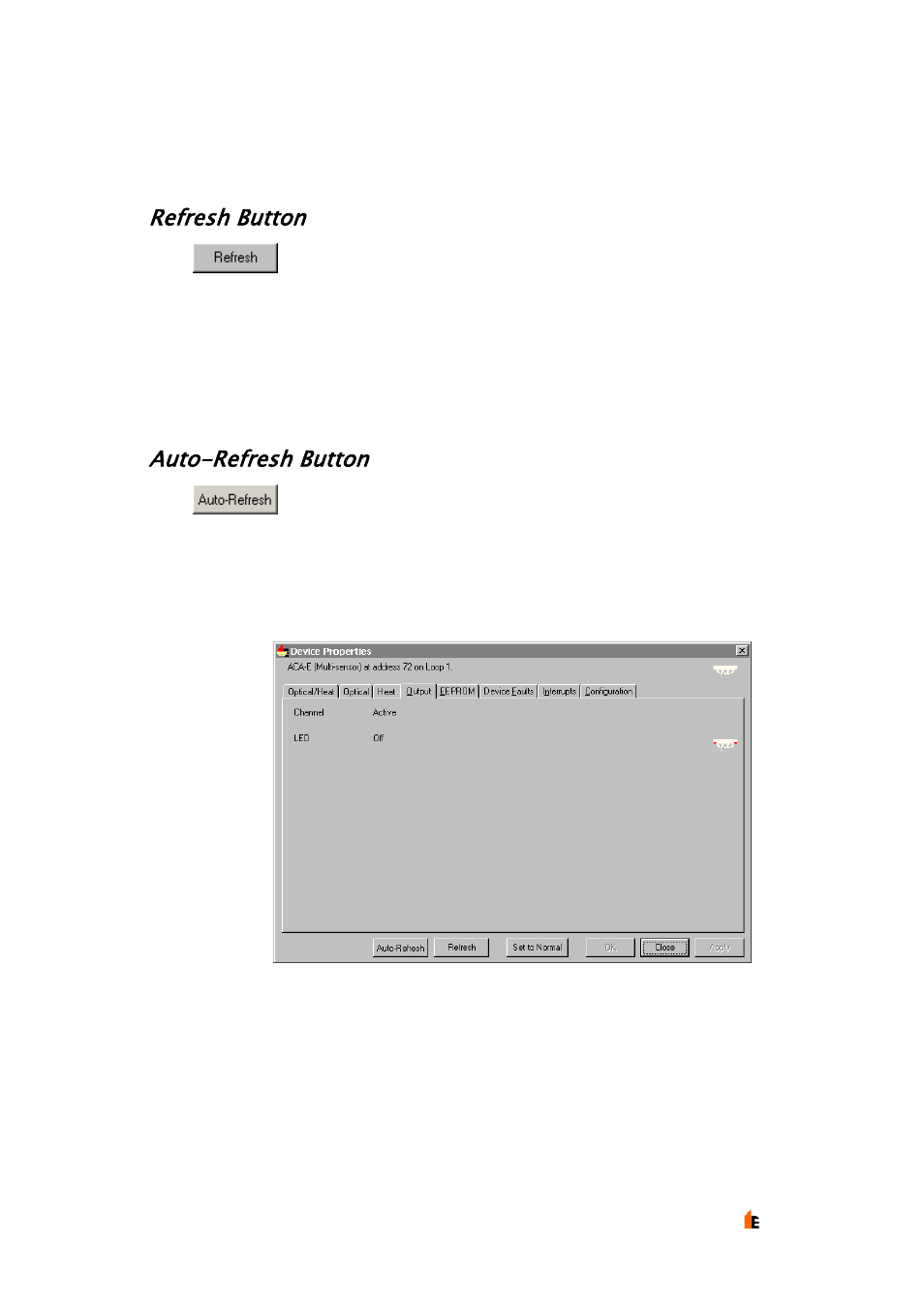 Refresh button, Auto-refresh button | Hochiki TE-TLE User Manual | Page 21 / 43
