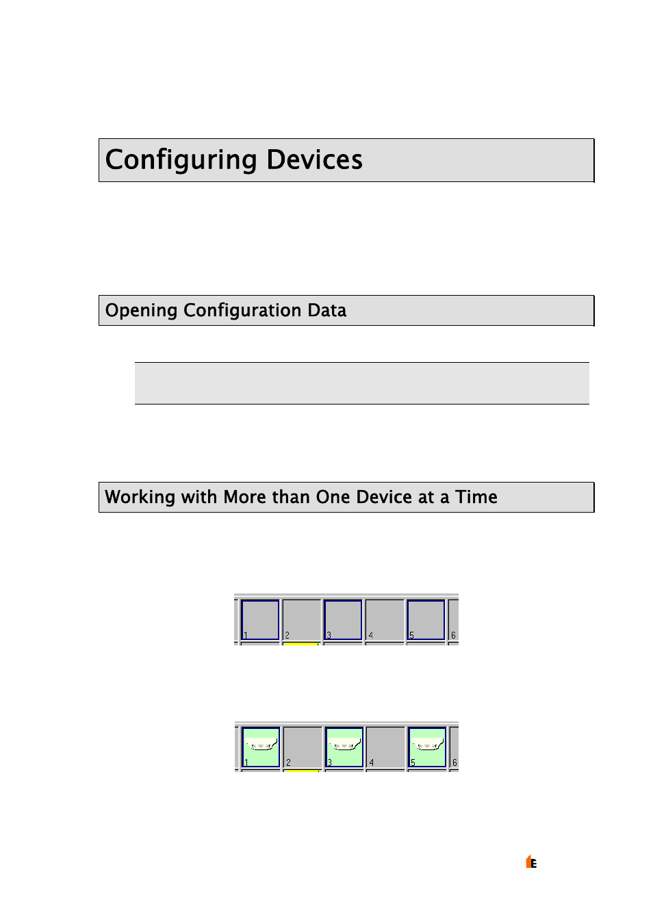Configuring devices, Opening configuration data, Working with more than one device at a time | Hochiki TE-TLE User Manual | Page 25 / 43