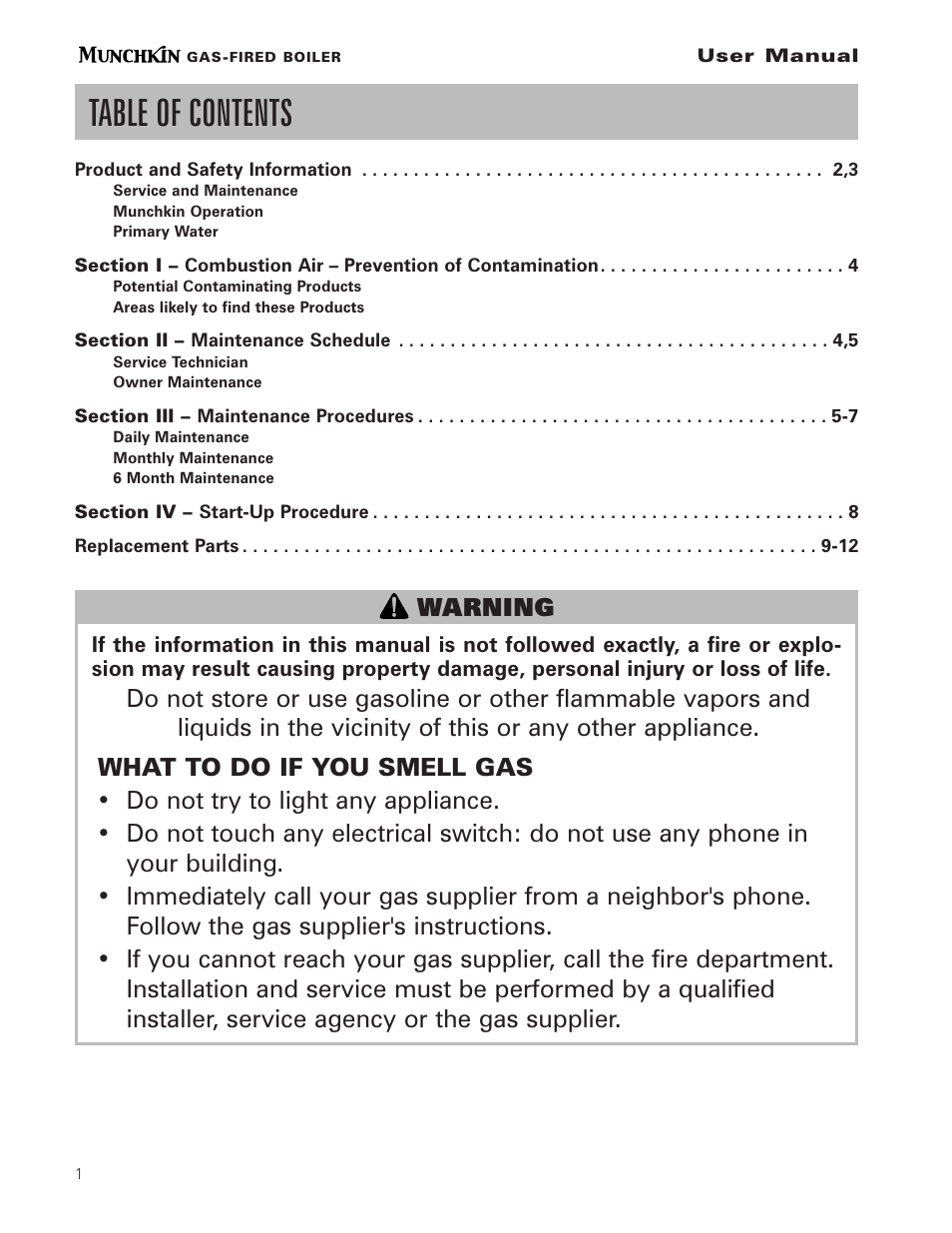 HTP Munchkin Boiler Residential User Manual | Page 2 / 12