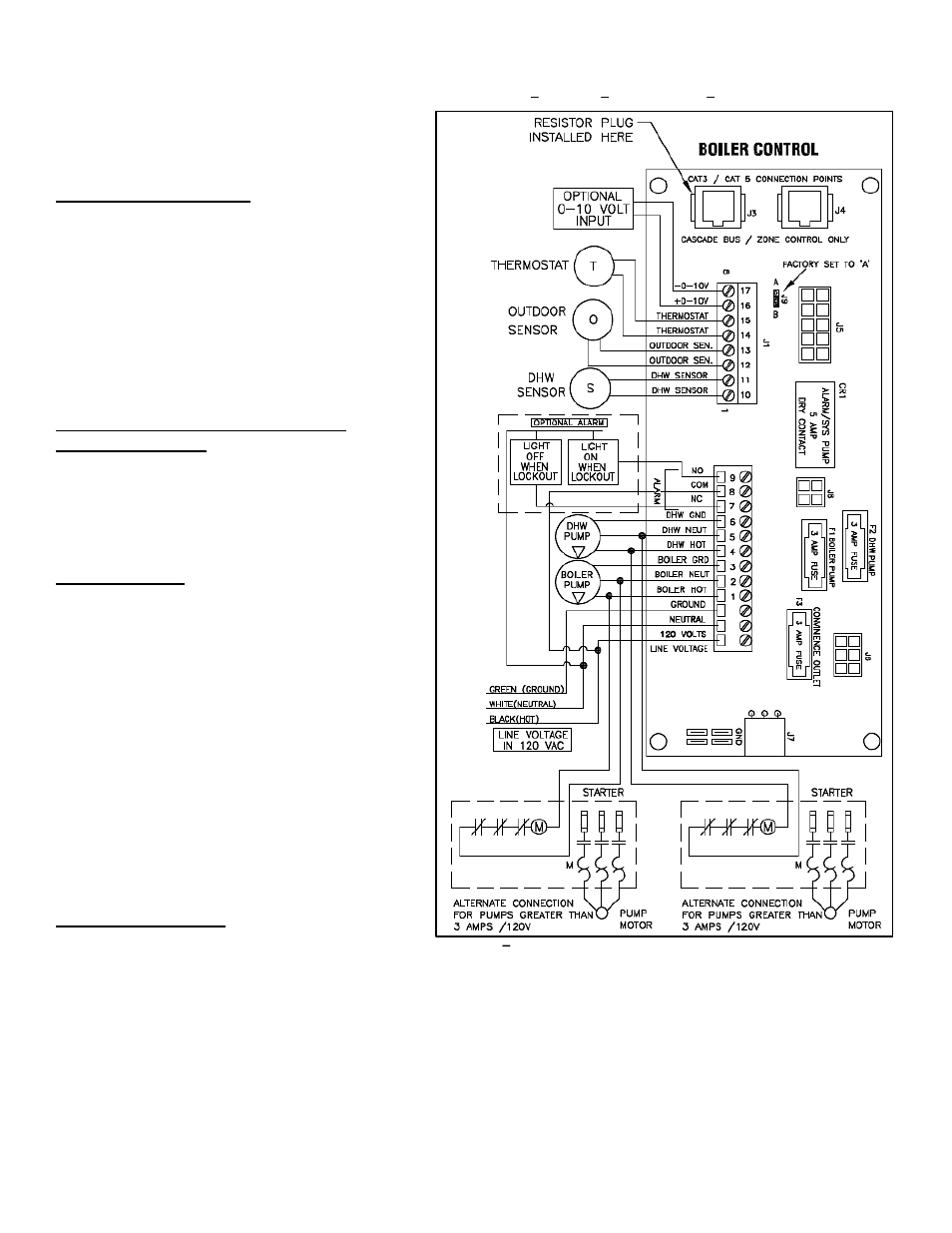 E. alarm connections, F. low voltage connections for standard boiler, G. thermostat | H. outdoor sensor | HTP EL-399 User Manual | Page 46 / 84