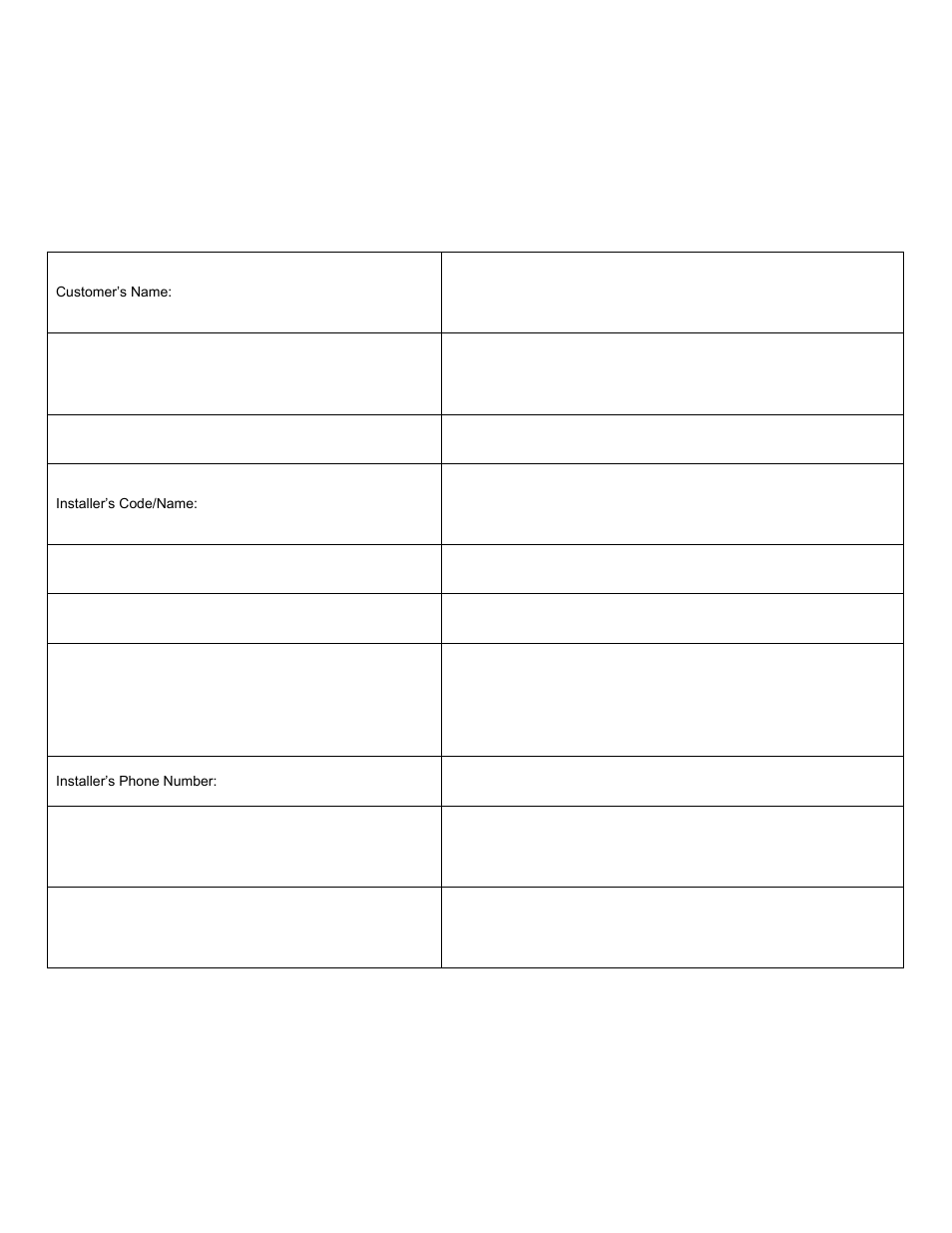 Htp customer installation record form | HTP EL-399 User Manual | Page 84 / 84