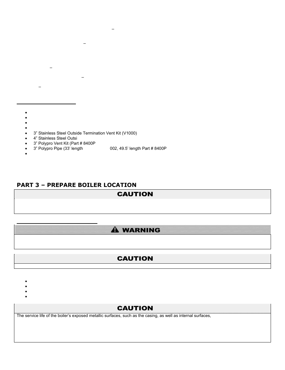 C. optional equipment, Part 3, Prepare boiler location | A. before locating the boiler, Part 3 – prepare boiler location | HTP ELP-199 User Manual | Page 11 / 83