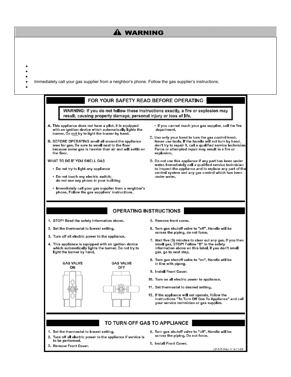 What to do if you smell gas | HTP ELP-199 User Manual | Page 2 / 83