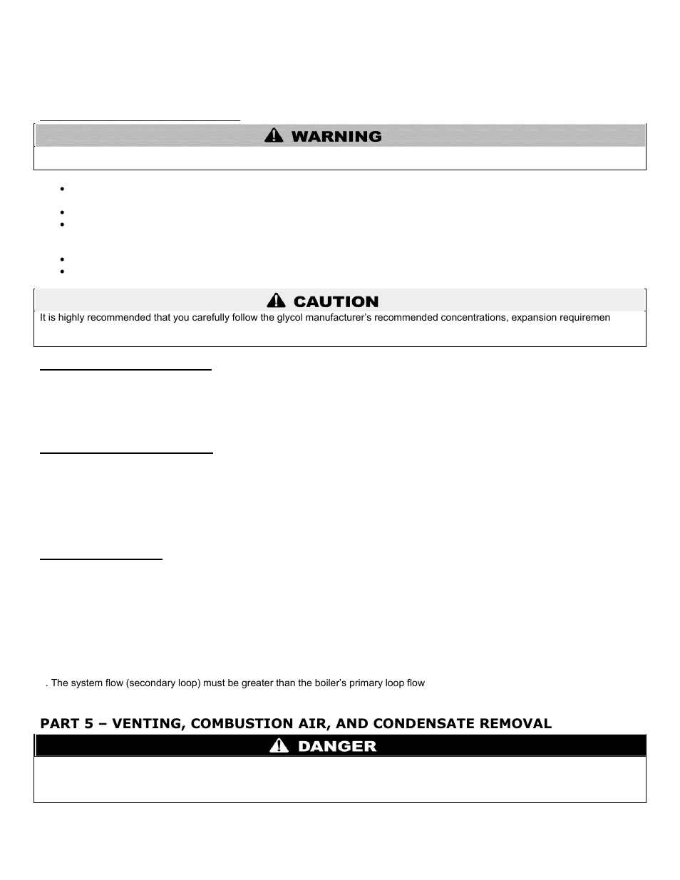 L. glycol antifreeze solutions, M. zoning with zone valves, N. zoning with circulators | O. multiple boilers, Part 5, Venting, combustion air, and condensate removal | HTP ELP-199 User Manual | Page 27 / 83