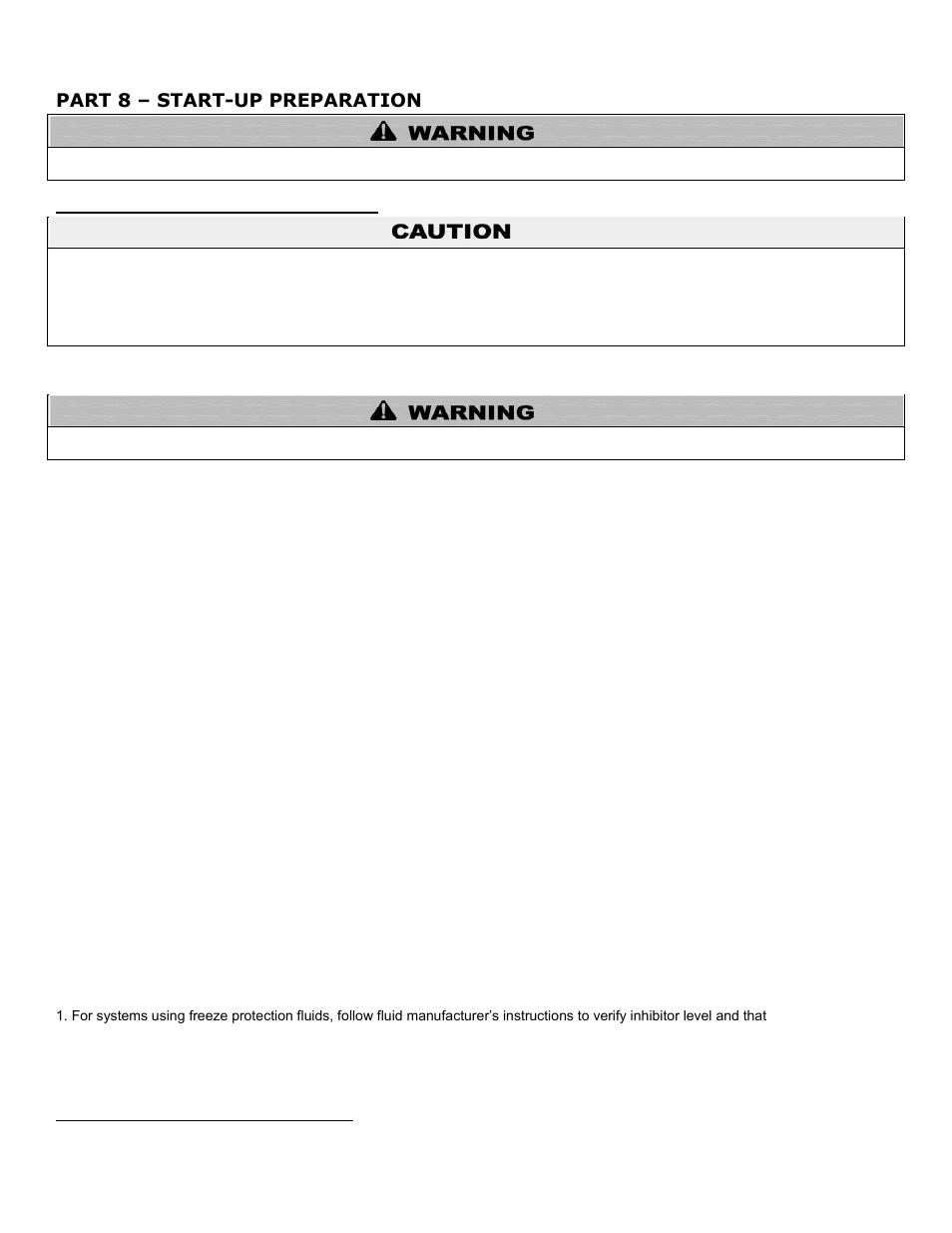 Part 8, Start-up preparation, A. check / control water chemistry | B. freeze protection (when used), Part 8 – start-up preparation | HTP ELP-199 User Manual | Page 50 / 83