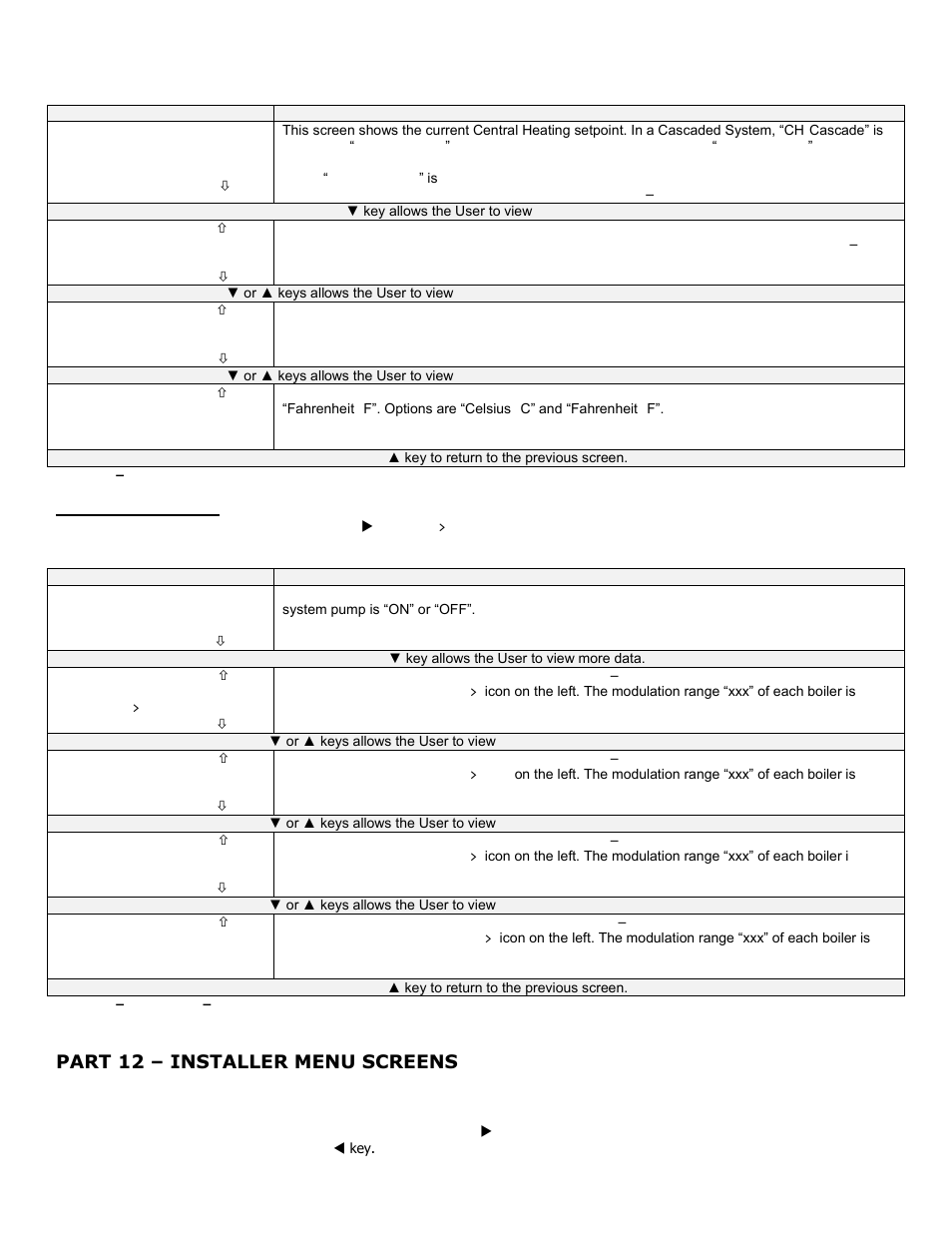 D. cascade status, Part 12, Installer menu screens | Part 12 – installer menu screens | HTP ELP-199 User Manual | Page 59 / 83