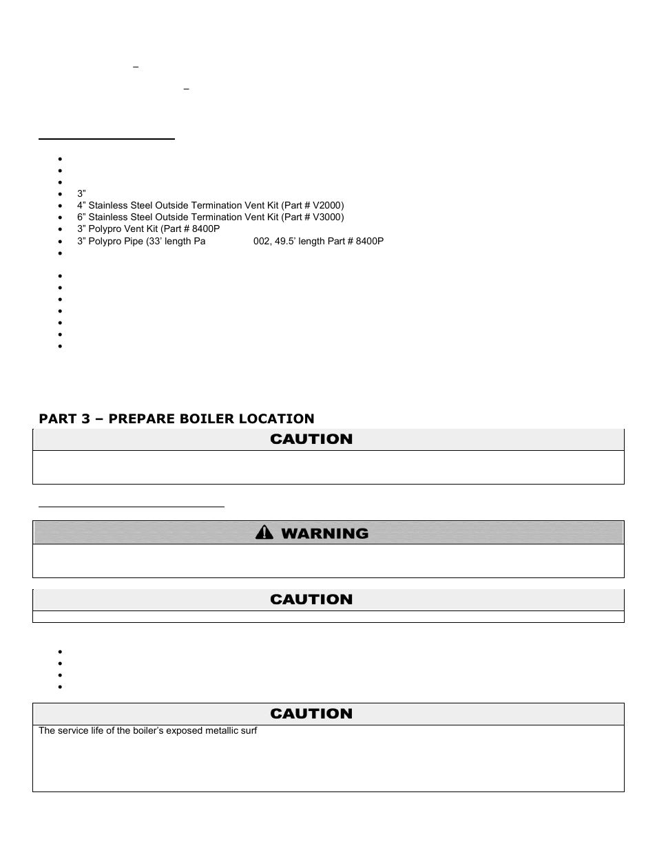 C. optional equipment, Part 3, Prepare boiler location | A. before locating the boiler, Part 3 – prepare boiler location | HTP EFT-399 User Manual | Page 11 / 91