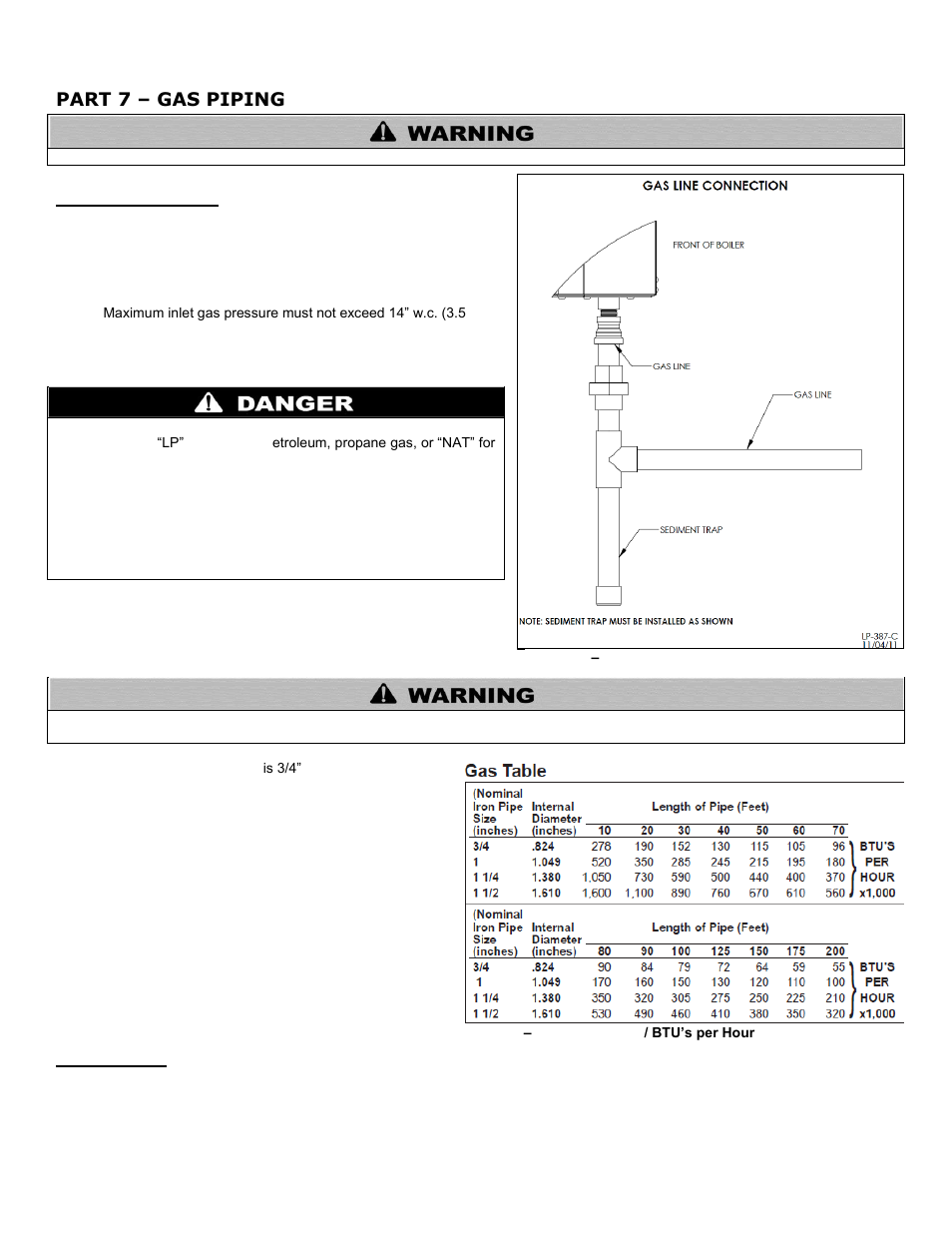Part 7, Gas piping, A. gas connection | B. gas piping, Part 7 – gas piping | HTP EFT-399 User Manual | Page 50 / 91