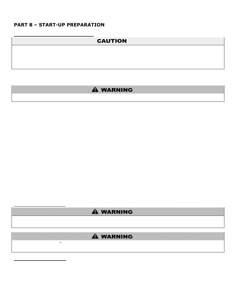 Part 8, Start-up preparation, A. check / control water chemistry | B. check for gas leaks, C. condensate removal, Part 8 – start-up preparation | HTP EL-399NVWH User Manual | Page 53 / 81