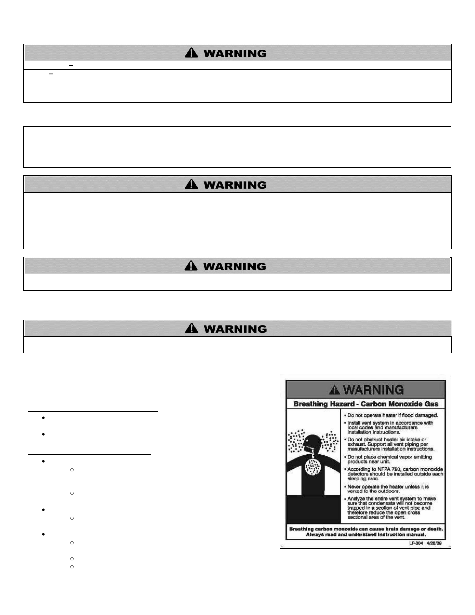 B. improper combustion, C. gas, D. when servicing the heater | E. heater water chemistry | HTP EL-399NVWH User Manual | Page 7 / 81