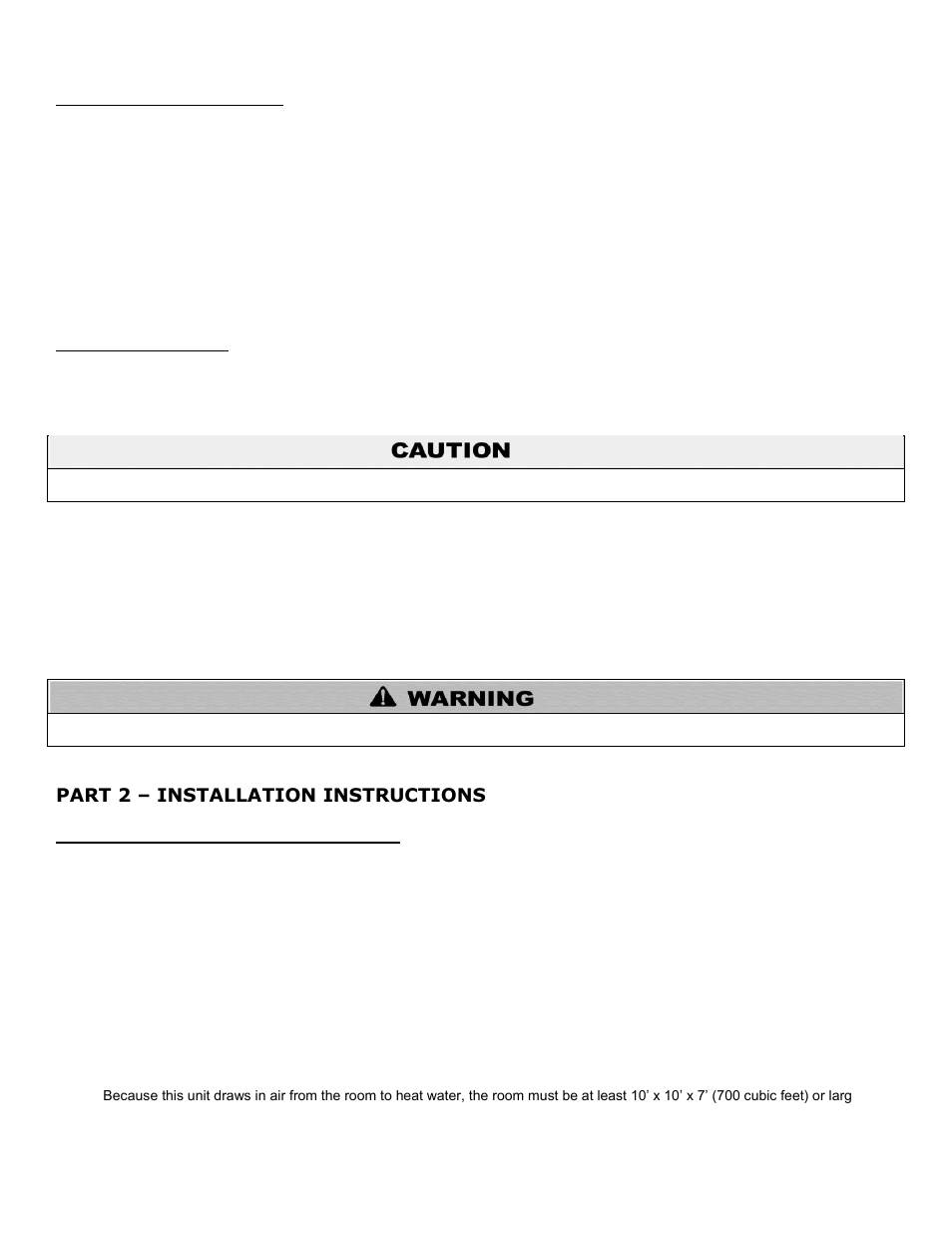 G. safety considerations, H. safety controls, Part 2 | Installation instructions, A. determining water heater location, Part 2 – installation instructions | HTP HPW-50-6 User Manual | Page 6 / 25