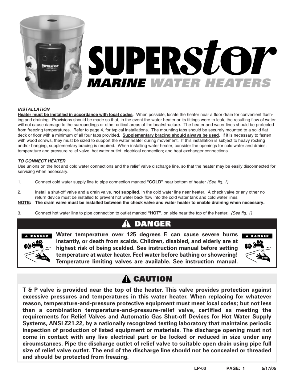 HTP Marine Water Heater User Manual | 4 pages