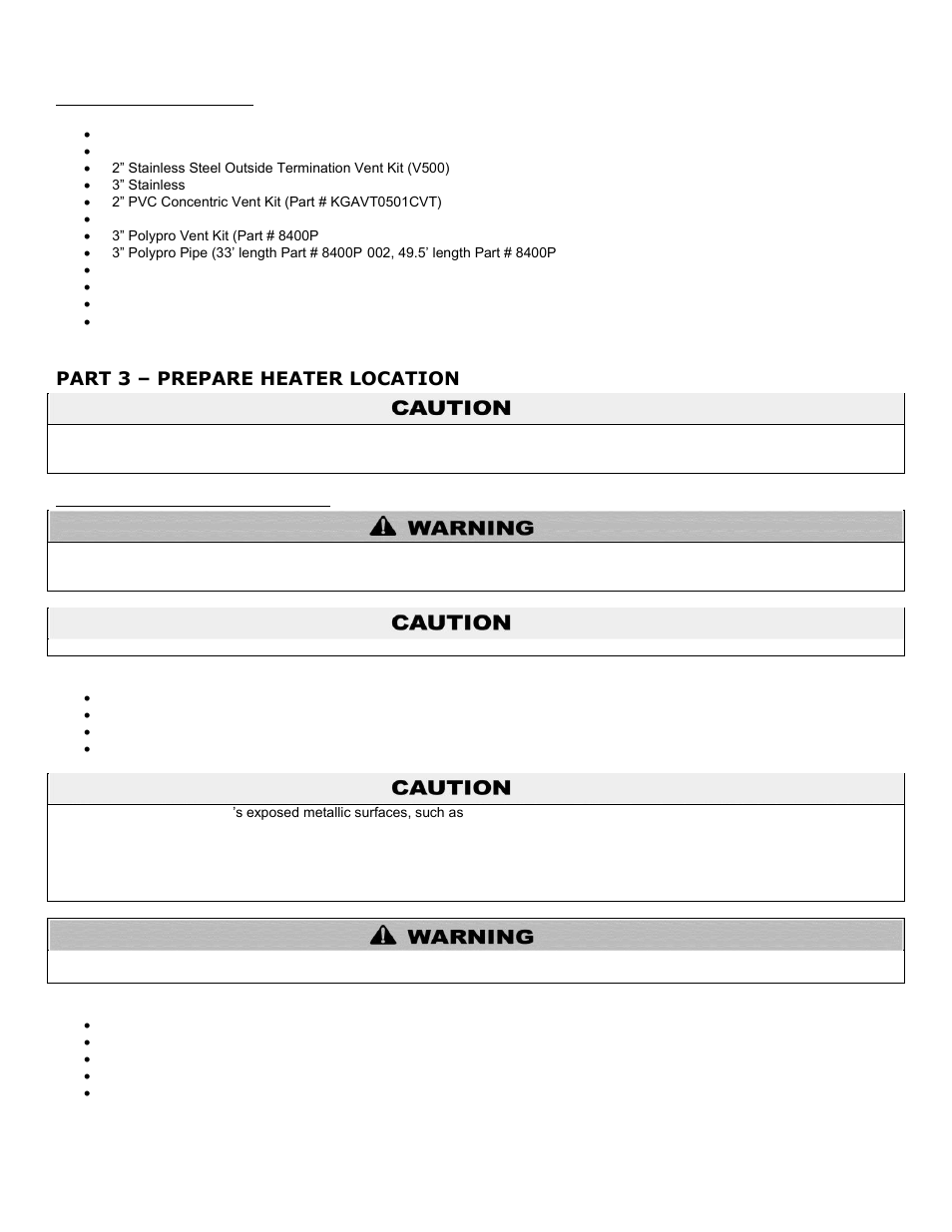 C. optional equipment, Part 3, Prepare heater location | A. before locating the heater, Part 3 – prepare heater location | HTP MC120 User Manual | Page 10 / 79