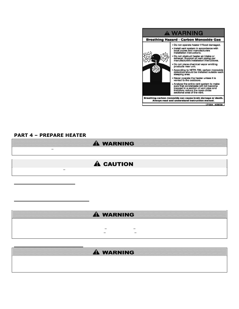 Part 4, Prepare heater, A. remove heater from box | B. wall mounting considerations, C. wall mounting instructions, Part 4 – prepare heater | HTP MC120 User Manual | Page 14 / 79