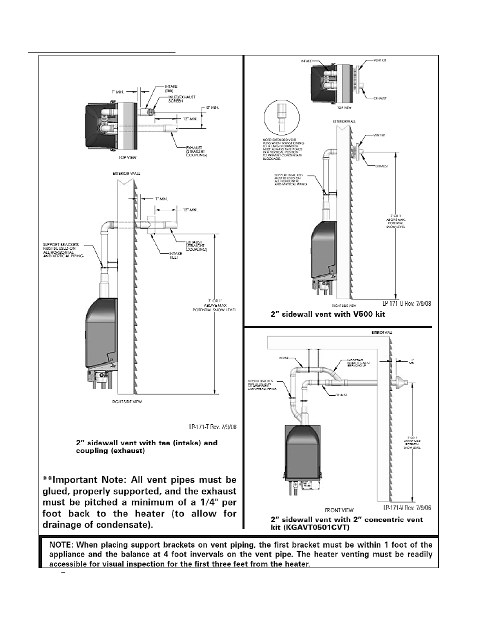 I. diagrams for sidewall venting | HTP MC120 User Manual | Page 47 / 79