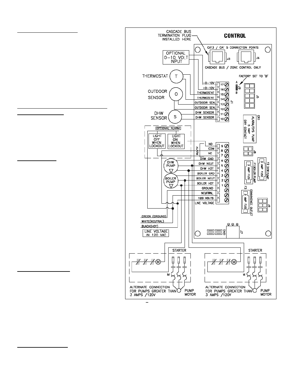 D. alarm connections, E. low voltage connections for standard boiler, F. thermostat | G. outdoor sensor, H. indirect sensor | HTP 850 LPHL User Manual | Page 40 / 72