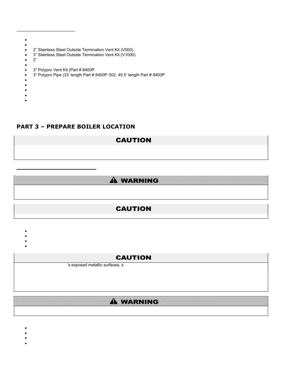 C. optional equipment, Part 3, Prepare boiler location | A. before locating the boiler, Part 3 – prepare boiler location | HTP 399M User Manual | Page 10 / 81