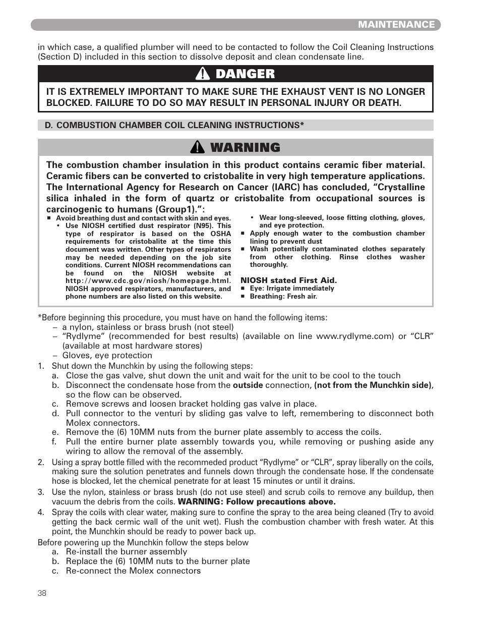 Danger, Warning | HTP 399M User Manual | Page 38 / 44