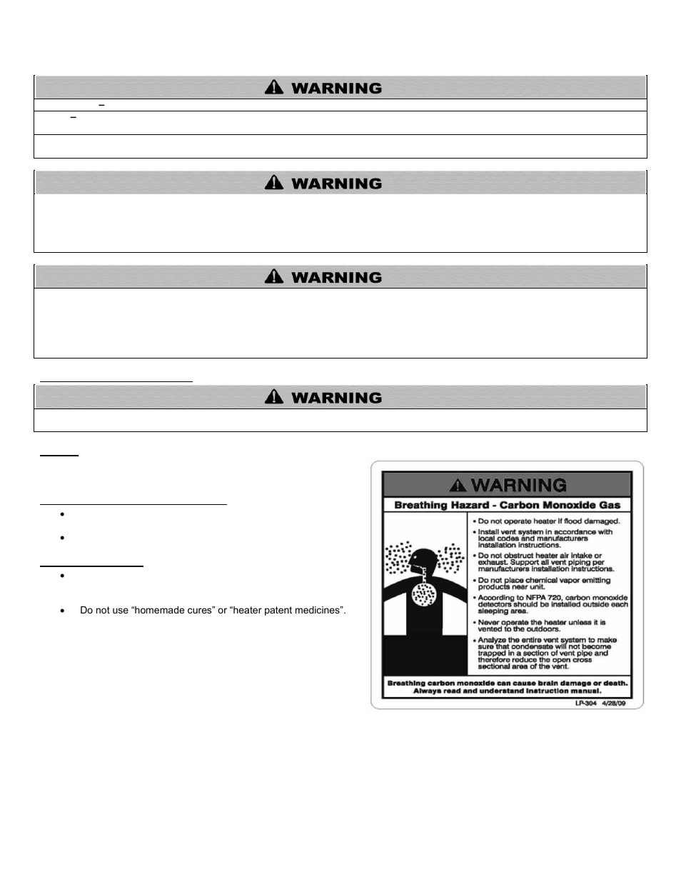 B. improper combustion, C. gas, D. when servicing the heater | E. heater water | HTP 199-55SA User Manual | Page 6 / 56