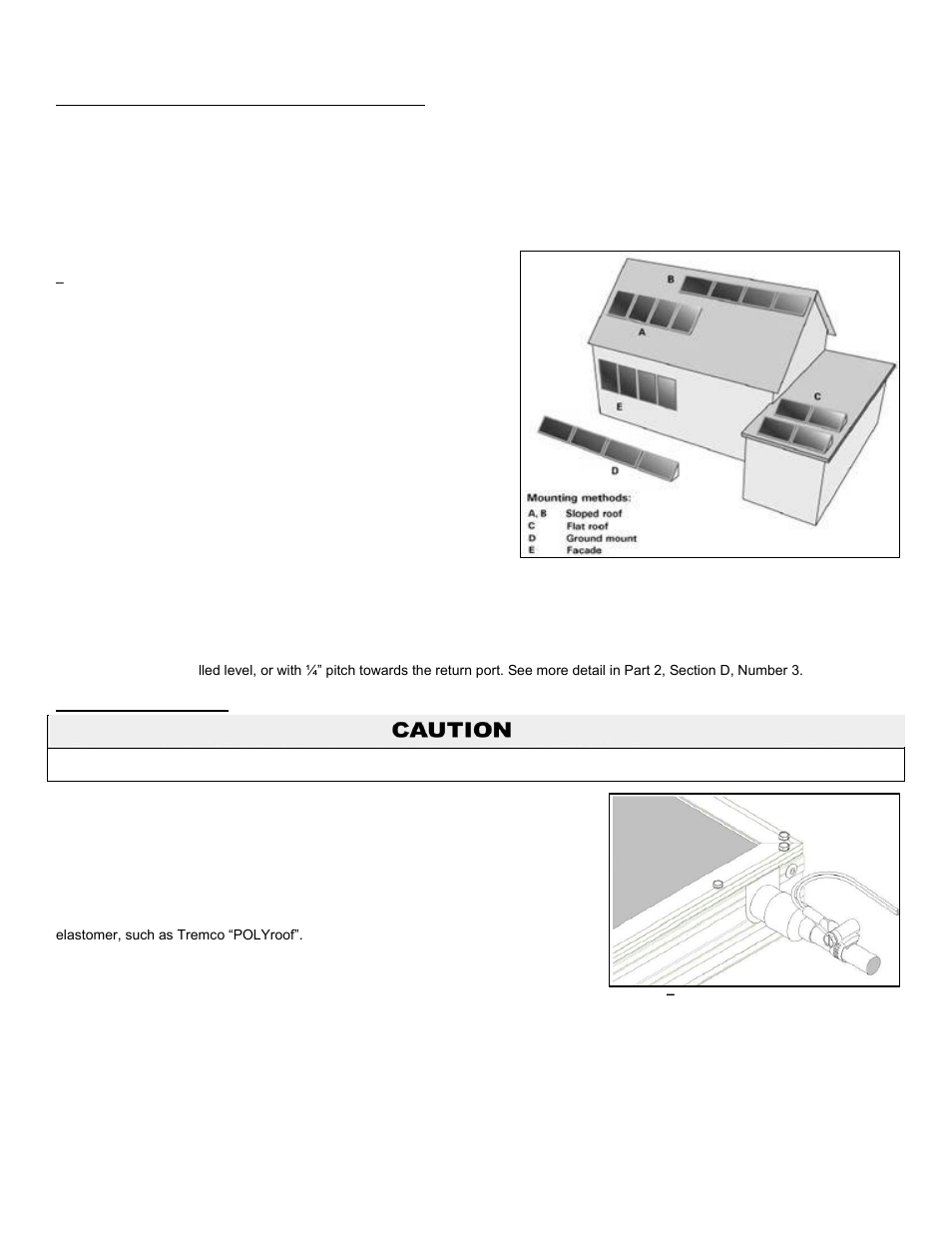 D. collector angle, plane, and direction, Collector direction, Collector angle (tilt) | Collector plane (horizontal or vertical), E. collector piping | HTP PHE199-119S User Manual | Page 10 / 33