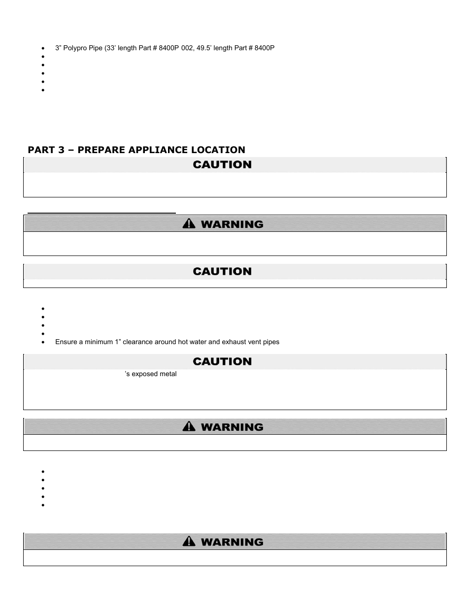 Part 3, Prepare appliance location, A. before locating the appliance | Part 3 – prepare appliance location | HTP PHR199-55C User Manual | Page 12 / 74