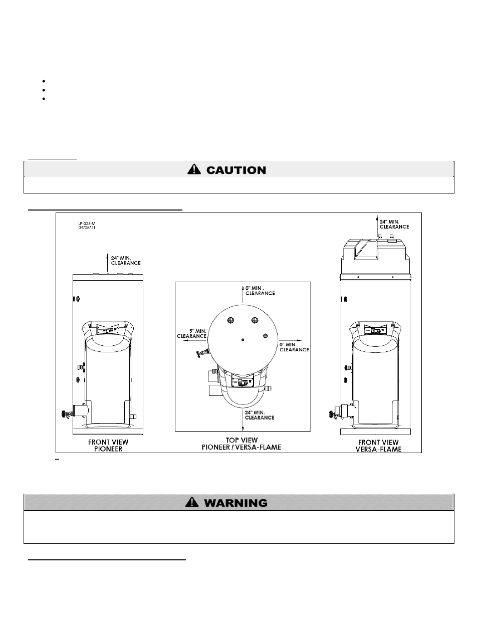 B. leveling, C. clearances for service access, D. residential garage installation | HTP PHR199-55C User Manual | Page 13 / 74
