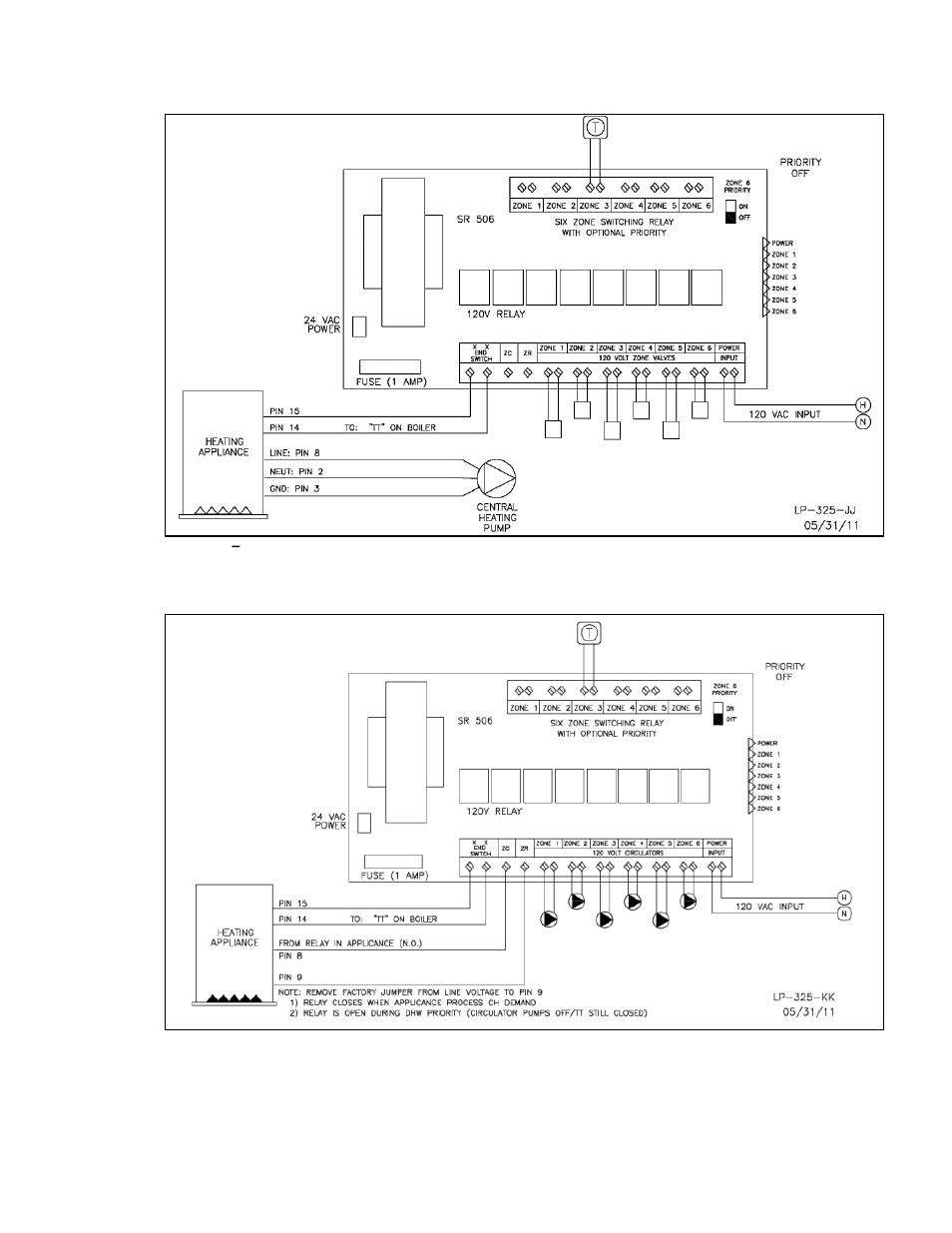 Wiring with zone valves, Wiring with zone circulator pumps | HTP PHR199-55C User Manual | Page 50 / 74