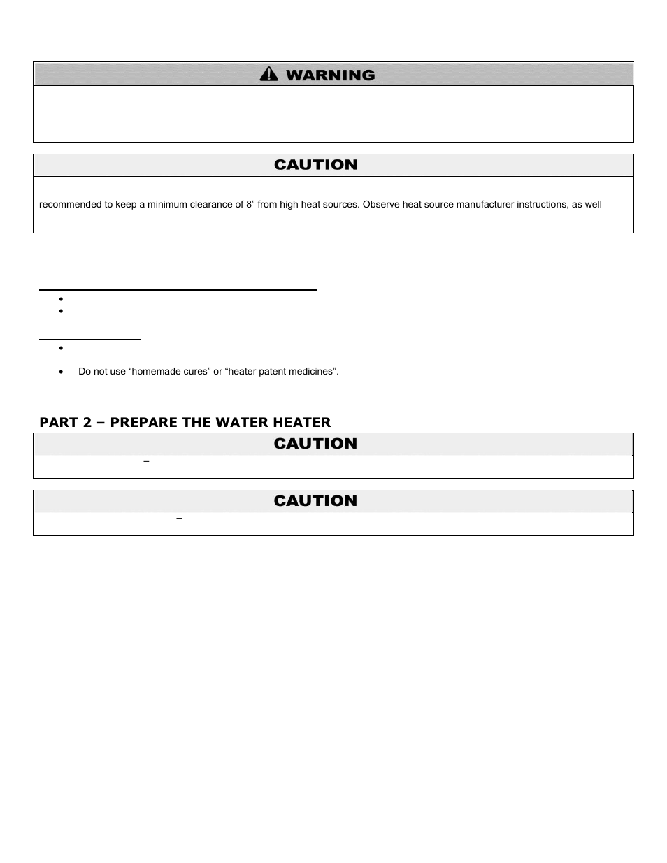 B. when servicing the water heating system, C. heater water, Part 2 | Prepare the water heater, Part 2 – prepare the water heater | HTP SSC-119 User Manual | Page 4 / 20