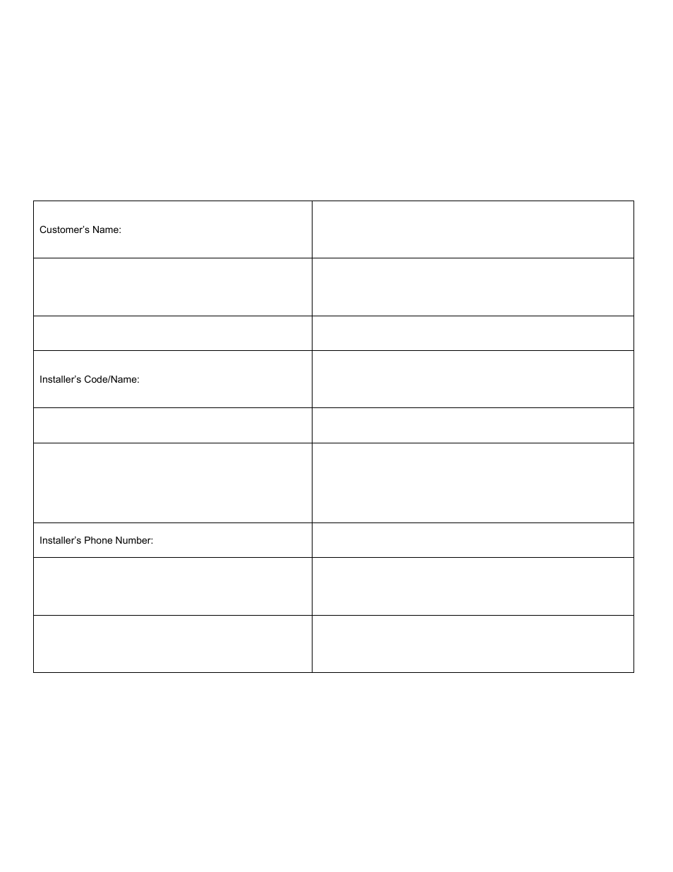 Htp customer installation record form | HTP SSC-119SE User Manual | Page 39 / 39