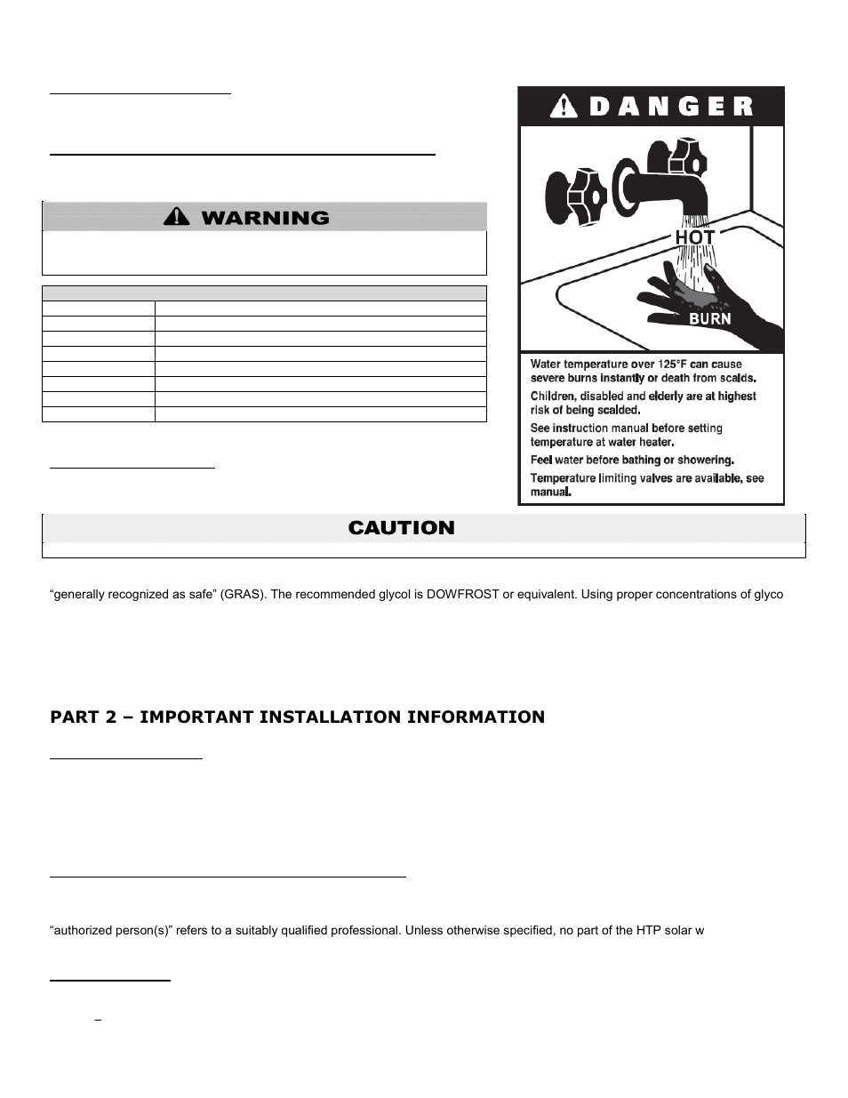 D. insulation blankets, E. domestic hot water temperature adjustment, F. freeze protection | Part 2, Important installation information, A. scope of manual, B. local standards and authorized persons, C. terminology, Part 2 – important installation information | HTP SSC-119SE User Manual | Page 7 / 39