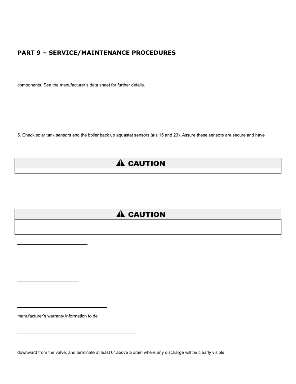 Part 9, Service/maintenance procedures, A. shutdown procedures | B. vacation shutdown, C. estimated life of components, D. temperature and pressure relief valve, Part 9 – service/maintenance procedures | HTP SSU-119SE User Manual | Page 27 / 38