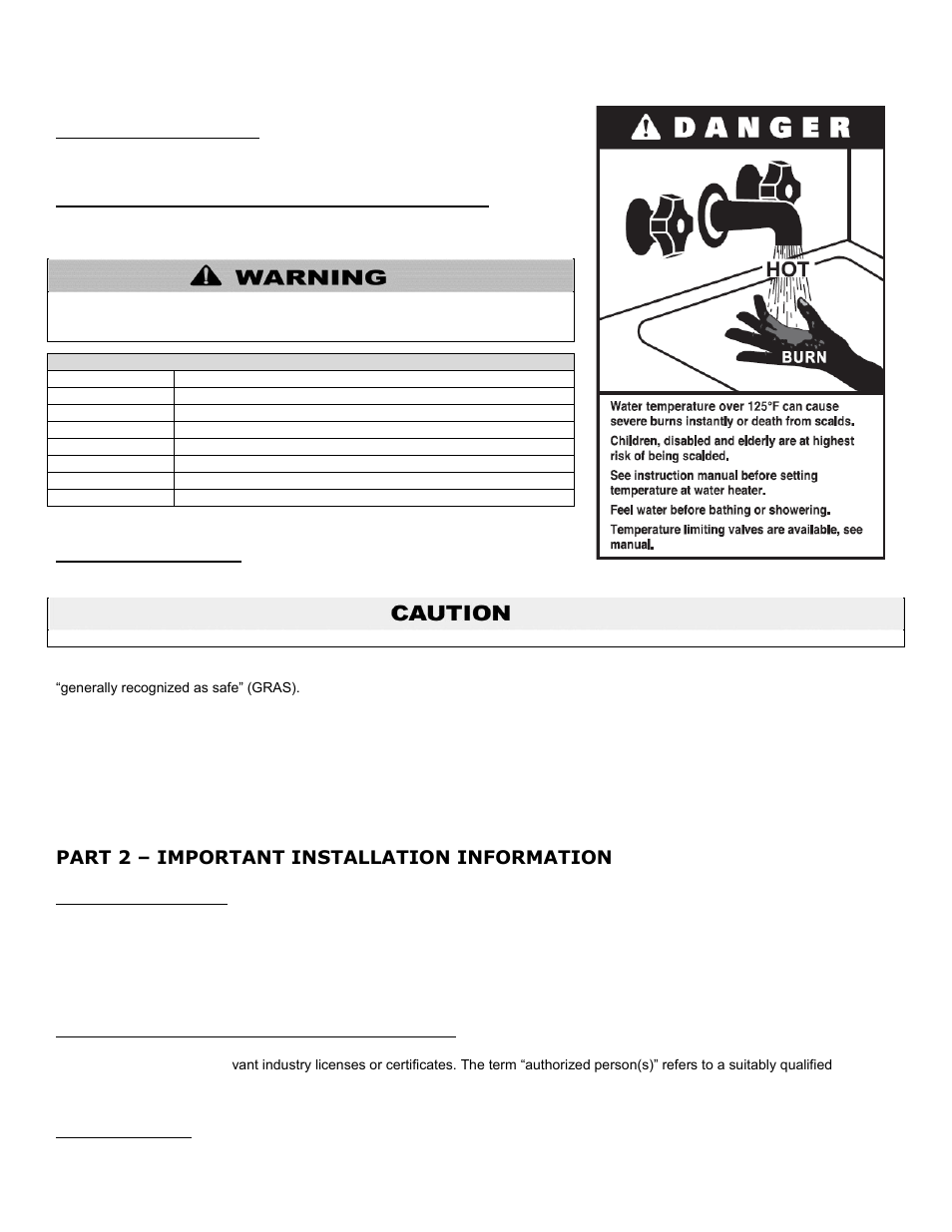 D. insulation blankets, E. domestic hot water temperature adjustment, F. freeze protection | Part 2, Important installation information, A. scope of manual, B. local standards and authorized persons, C. terminology, Part 2 – important installation information | HTP SSU-119SE User Manual | Page 7 / 38