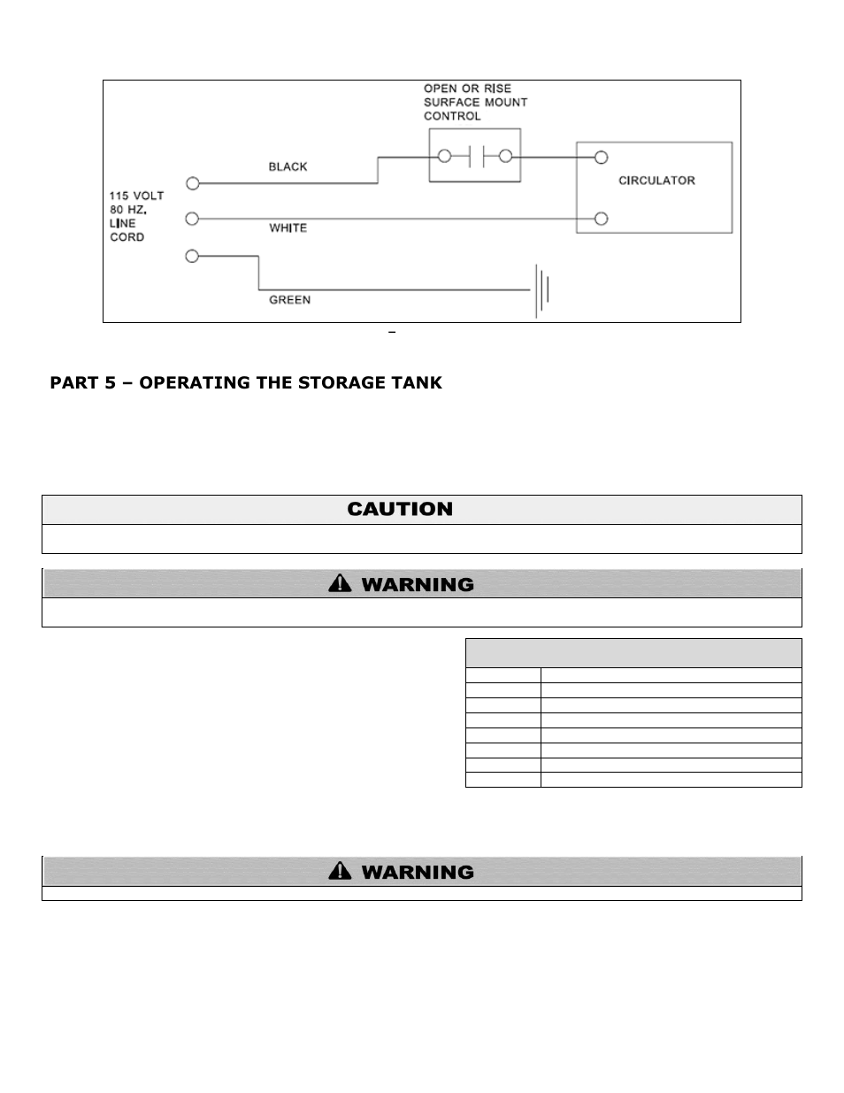 Part 5, Operating the storage tank, Part 5 – operating the storage tank | HTP GL-175 User Manual | Page 9 / 12