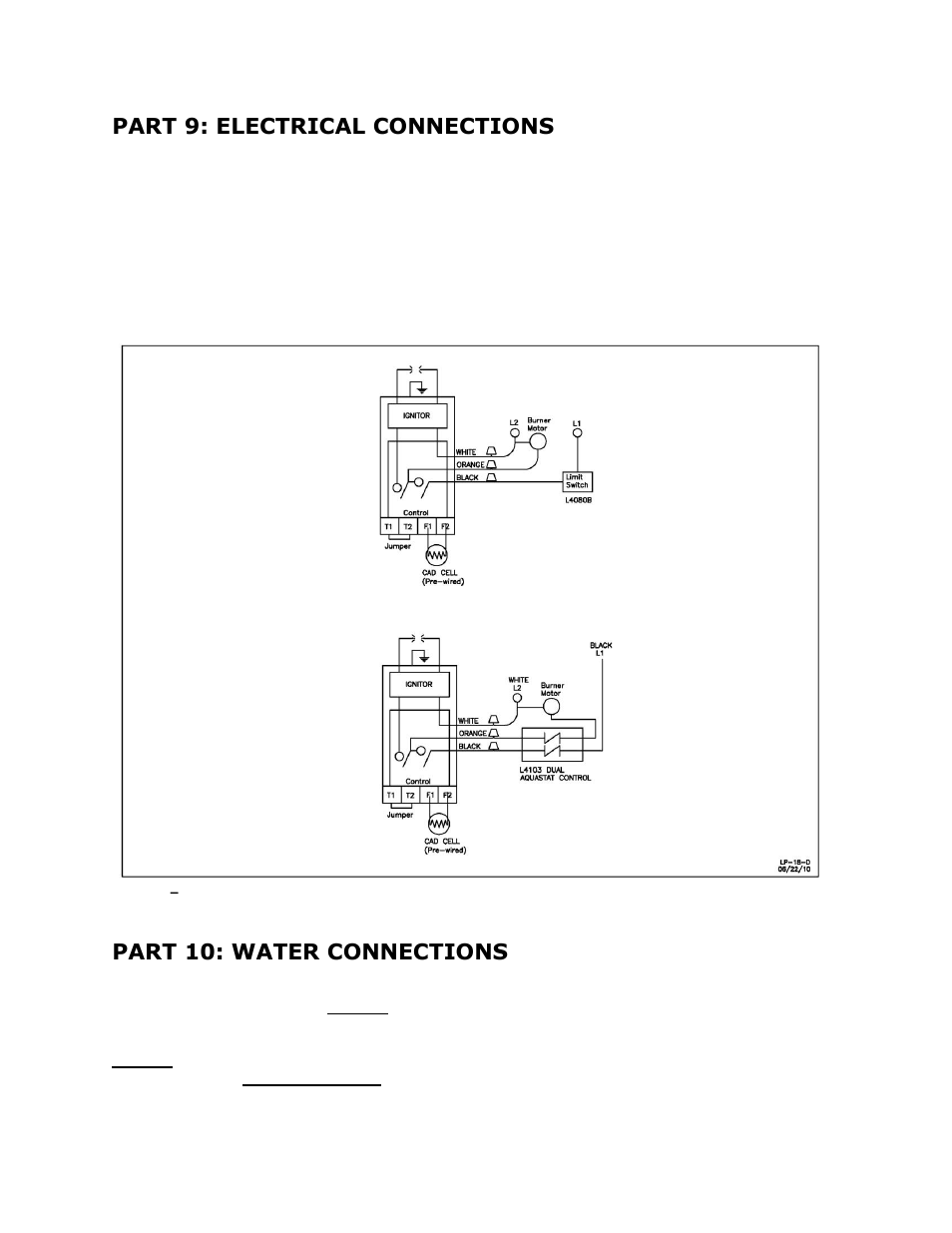 Part 10: water connections, Part 9: electrical connections | HTP Oil-Fired Water Heater User Manual | Page 12 / 18