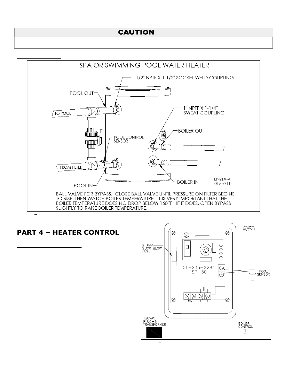 C. piping detail, Part 4, Heater control | A. wiring the control, Part 4 – heater control | HTP SSU-20PH User Manual | Page 6 / 9