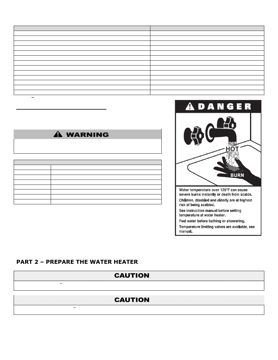 F. water temperature adjustment, Part 2, Prepare the water heater | Part 2 – prepare the water heater | HTP SuperStor Ultra Indirect Fired Water Heaters User Manual | Page 5 / 35