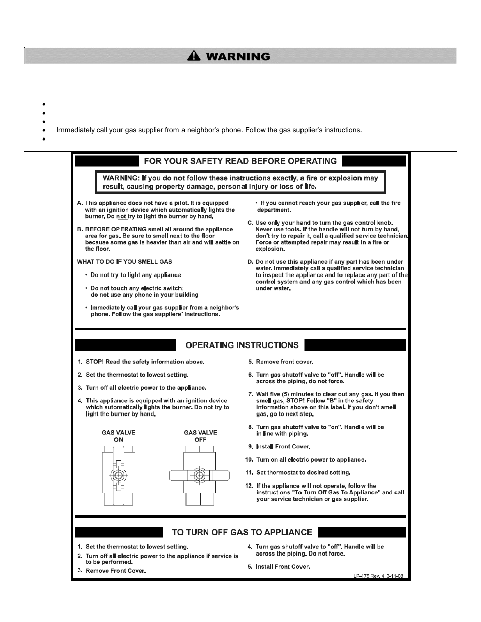What to do if you smell gas | HTP PHE199-119 User Manual | Page 2 / 70