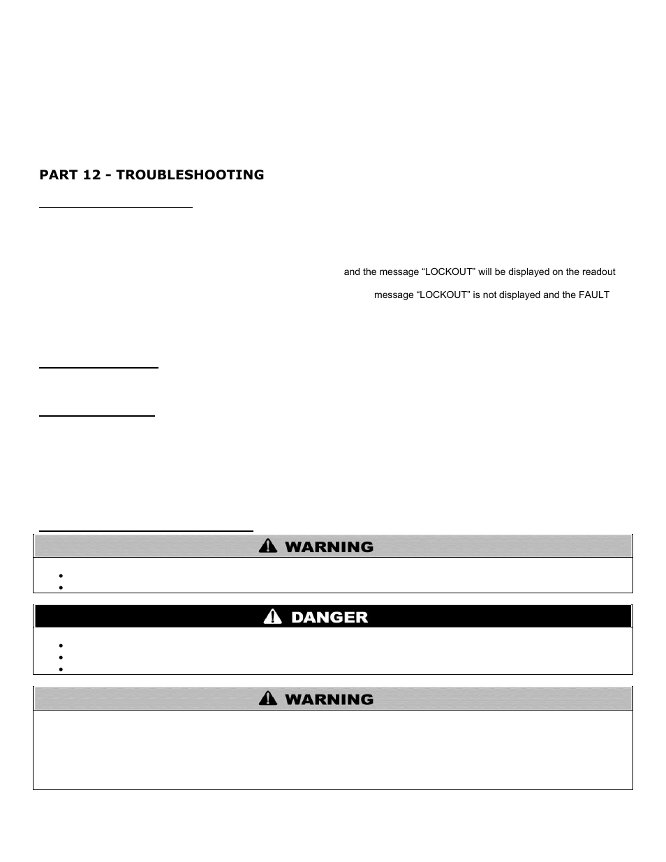 Part 12 - troubleshooting, A. appliance error code, B. appliance error | C. appliance fault, D. appliance control fault codes | HTP PHE199-119 User Manual | Page 58 / 70