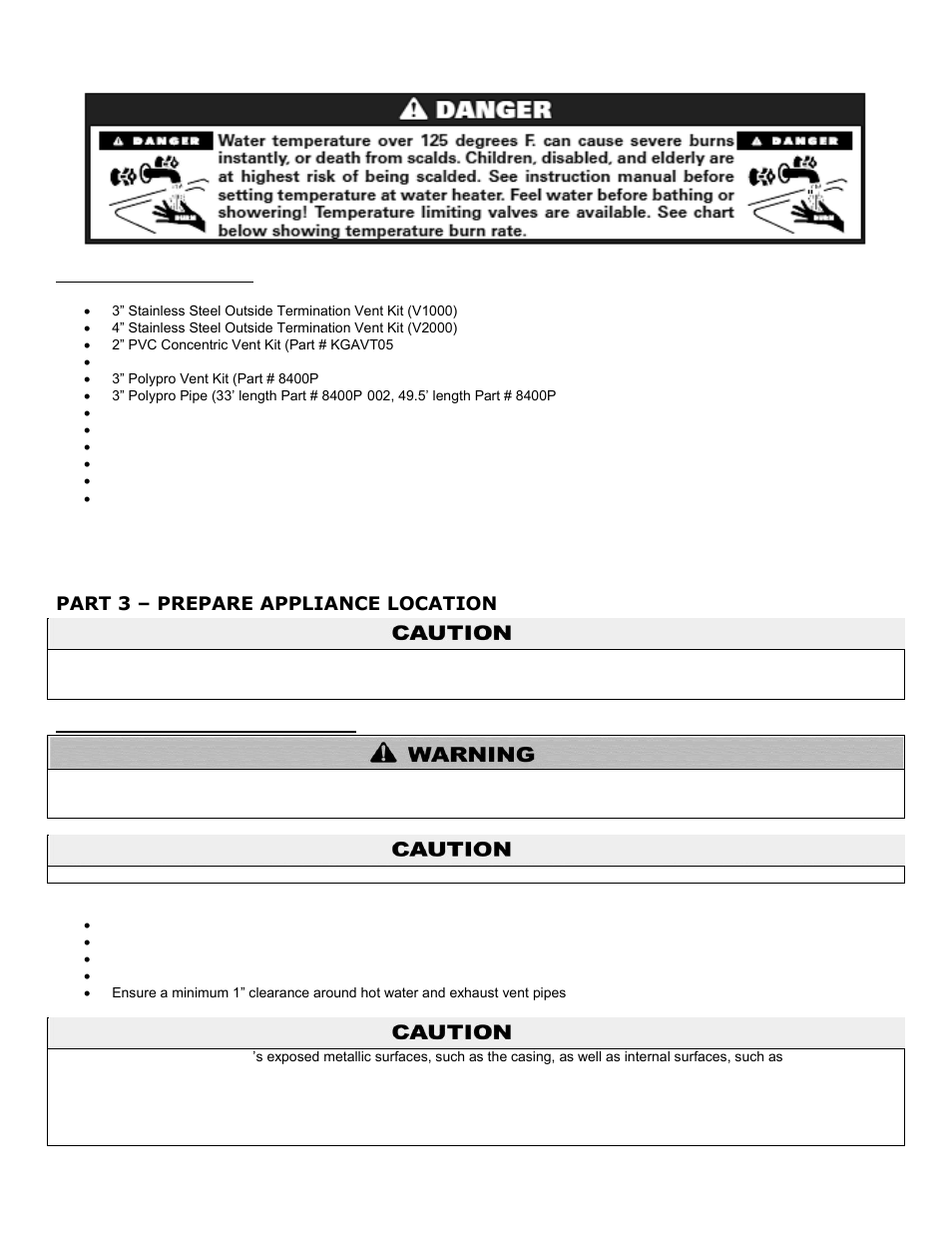 C. optional equipment, Part 3, Prepare appliance location | A. before locating the appliance, Part 3 – prepare appliance location | HTP PHE199-119 User Manual | Page 9 / 70