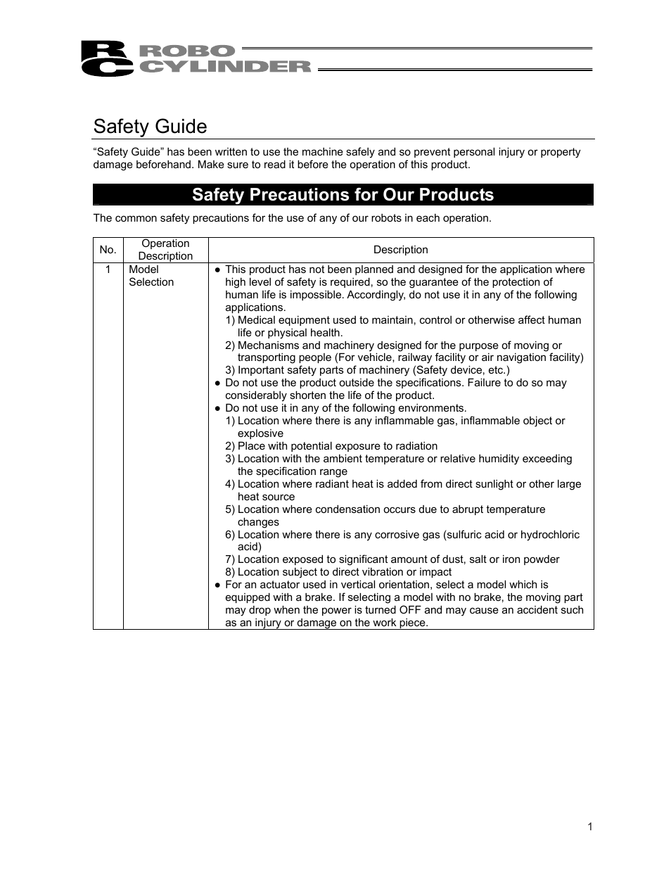 Safety guide, Safety precautions for our products | IAI America ERC2 User Manual | Page 15 / 188